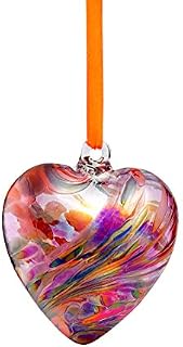 Friendship Birthstone HEART - Handmade Hanging Glass Birth Gem HEART - JULY Birthday - RUBY Shades - 8cm