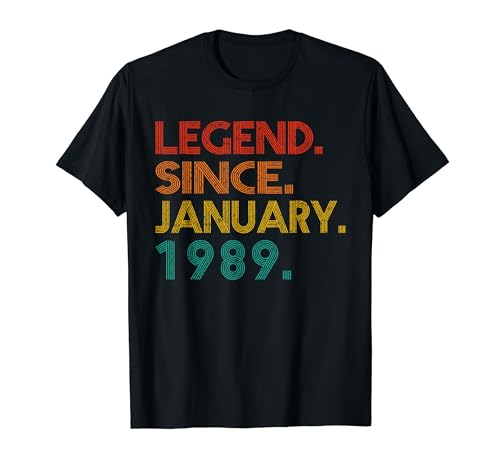 Legend Since January 1989 Birthday 1989 Men Women Vintage Maglietta