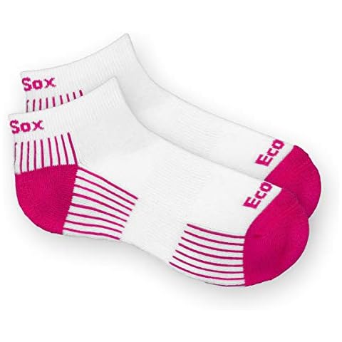Ecosox Viscose Bamboo Active Sport Low Cut Socks for Men & Women | Super Soft. Arch Support. Keep Your Feet Dry & Blister-Free (Medium - White w/Pink) 1004-1 Cover