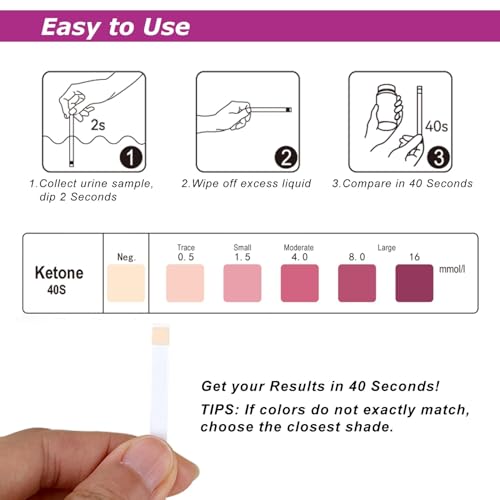 100 Urine Ketone Test Strips with 100 Urine Cups, Fast 40-Second Results, 3-Step Testing Keto Pee Sticks, Daily Ketone Checking Strips - Image 5