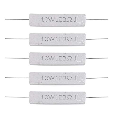 SAKASO 5 Pcs 10W Watt 100 ohms 5% de resistances bobinees de ciment Axial Cover