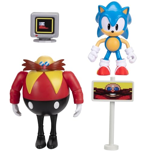 Sonic The Hedgehog Figuras de acción articuladas de 4 pulgadas Wave #19, paquete de 2