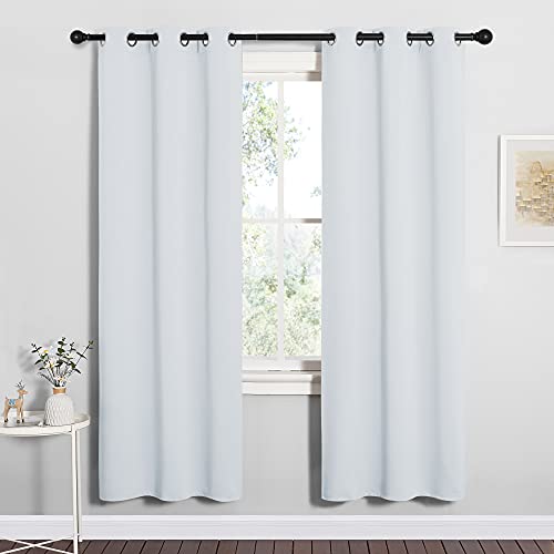Image of NICETOWN Room Darkening Draperies Curtains, Window Treatment Thermal Insulated Grommet Room Darkening Curtains /Drapes for Bedroom (Greyish White, 2 Panels, 34 by 72)
