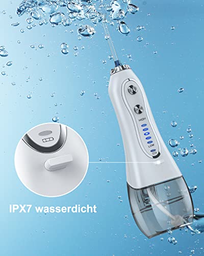 Irrigador bucal inalámbrico eléctrico BESTOPE con 5 modos y 6 boquillas, impermeable IPX7, carga USB, 300 ml, irrigador oral, limpiador dental para casa y de viaje
