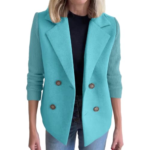 Blazer pour femmes à manches tricot et double boutonnage du S au 5XL