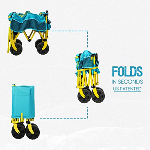 Beach Wagon Cart With Big Wheels, Collapsible Utility Wagon Heavy Duty Folding,Ideal For Outdoor Sand Camping Garden Pet By Old Bahama Bay #TOP4