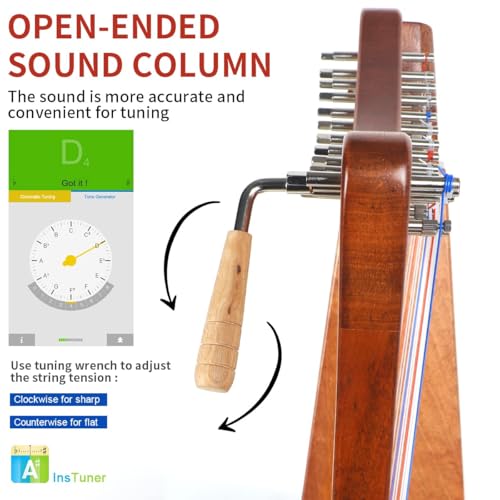 LOTKEY 19 Strings Harp, Solid Mahogany Harps 29'' W/Gig Bag,Tuning Wrench,Straps,Instruction for Professional Lyre Harp Player,Beginner,Adults F3 G3 A3 B3 C4 D4 E4 F4 G4 A4 B4 C5 D5 E5 F5 G5 A5 B5 C6