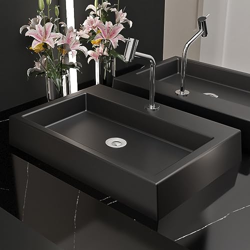 Cuba Pia De Apoio Retangular 56x38cm Rubi Preta Para Banheiro Beltempo