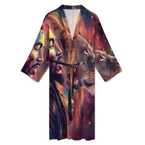 Bata de baño rasta lion ropa de dormir ligera de manga larga para hombre 4