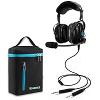 AIRVOICE Aviation Headset mit Geräuschunterdrückungsfunktion, für Piloten mit bequemen Ohrpolstern und flexiblem Mikrofon, PNR Luftfahrt-Headset für Piloten mit Tragetasche