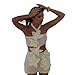 Women's Floral Crochet Knitted Sleeveless Halter Mini Dress Sexy Hollow Out Mesh Sheer Dresses for Summer Beach Holiday White