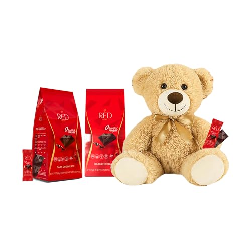 European No Sugar Added Dark Chocolate Bars, 60 bars w plush bear