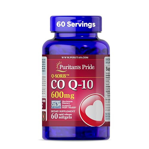 Puritan's Pride Coenzyme CoQ10 600mg, Dietary Supplement for Heart Health, Blood Pressure, Oral Gum Health, and Healthy Aging Support, 60 Day Supply, Rapid Release Softgels Puritan's Pride Coenzyme CoQ10 600mg, Dietary Supplement for Heart Health, Blood Pressure, Oral Gum Health, and Healthy Aging Support, 60 Day Supply, Rapid Release Softgels