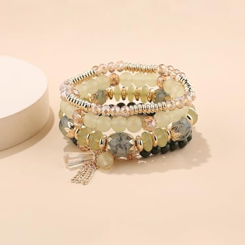 Bohemian Stackable Bracelets for Women Gold Beaded Stretch Charm Bracelets Set Crystal Elastic Multilayer Colorful Charm Bangles Bracelets Summer Beach Multicolor Statement Jewelry3