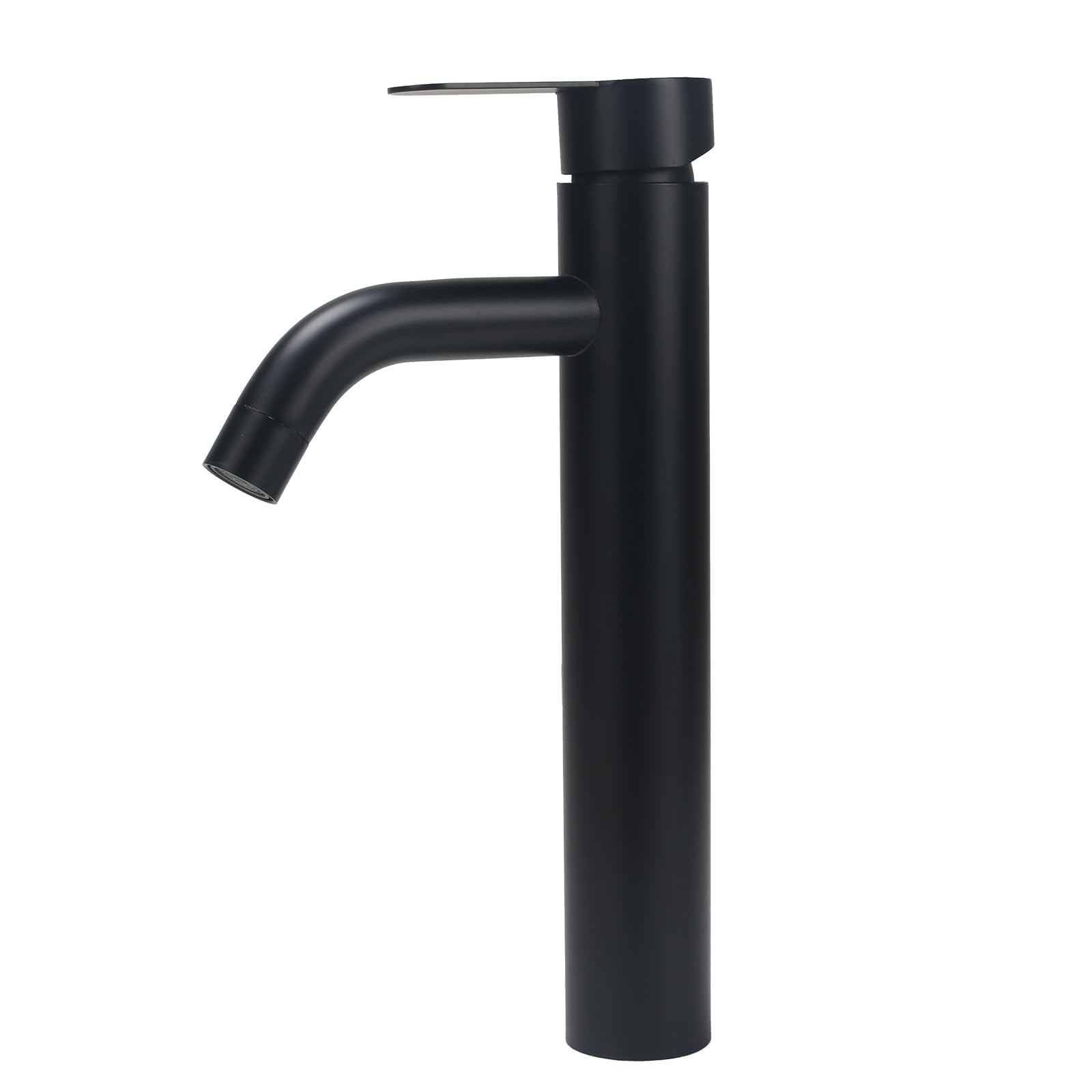 Grifo de Lavabo Alto Negro de Acero Inoxidable Cromo Monomando Baño Control de Agua Fría Y Caliente