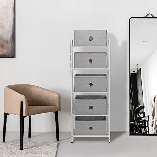 Georis 5-Tier Heavy Duty Wire Shelving Unit Storage Rack, Stackable Extendable Plant Stand Organizer With Adjustable Shelf, Water Bottle Storage Holder, White #TOP2