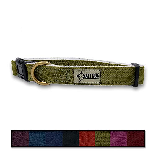 Salt Dog Natural Hemp Collar (Small, Green)
