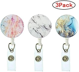 Marble Badge Reel Retractable Badge Name Holder with Alligator Clip Badge ID Holder
