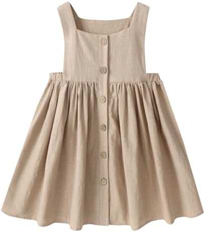 Toddler Baby Girls Dress Sleeveless Button Down Dress Kids Summer...