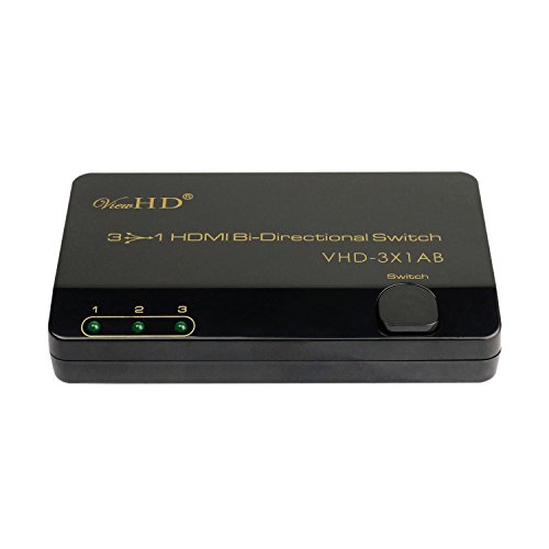 ViewHD AB Bi-Directional 3x1 | 1x3 HDMI Switch Support 1080P | 3D | 4K / Ultra HD | VHD-3X1AB