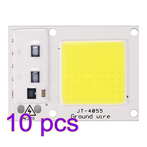 Donpow Chip LED, perlas 220V 50W Blanco cálido COB Chip Smart IC Driver Lámpara DIY Focos Proyector COB Lámpara de integración (Cool White-10Pack, 50W 220V)