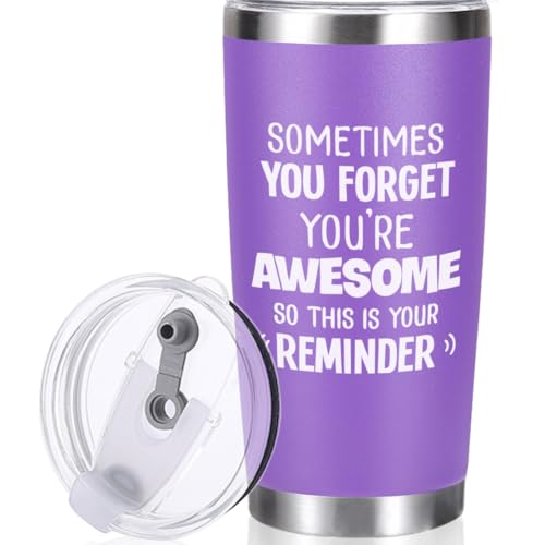 CINHOLL Sometimes You Forget You're Awesome Gifts Retirement Inspirational Birthday Tumbler for Her Women Thank Mom Mother Wife Girlfriend Sister Employee Friend Day Christmas Purple 20oz
