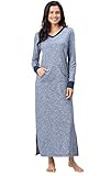 Addison Meadow Long Nightgowns for Women - Jersey Cotton Nightgowns for Women, Blue, M, 8-10