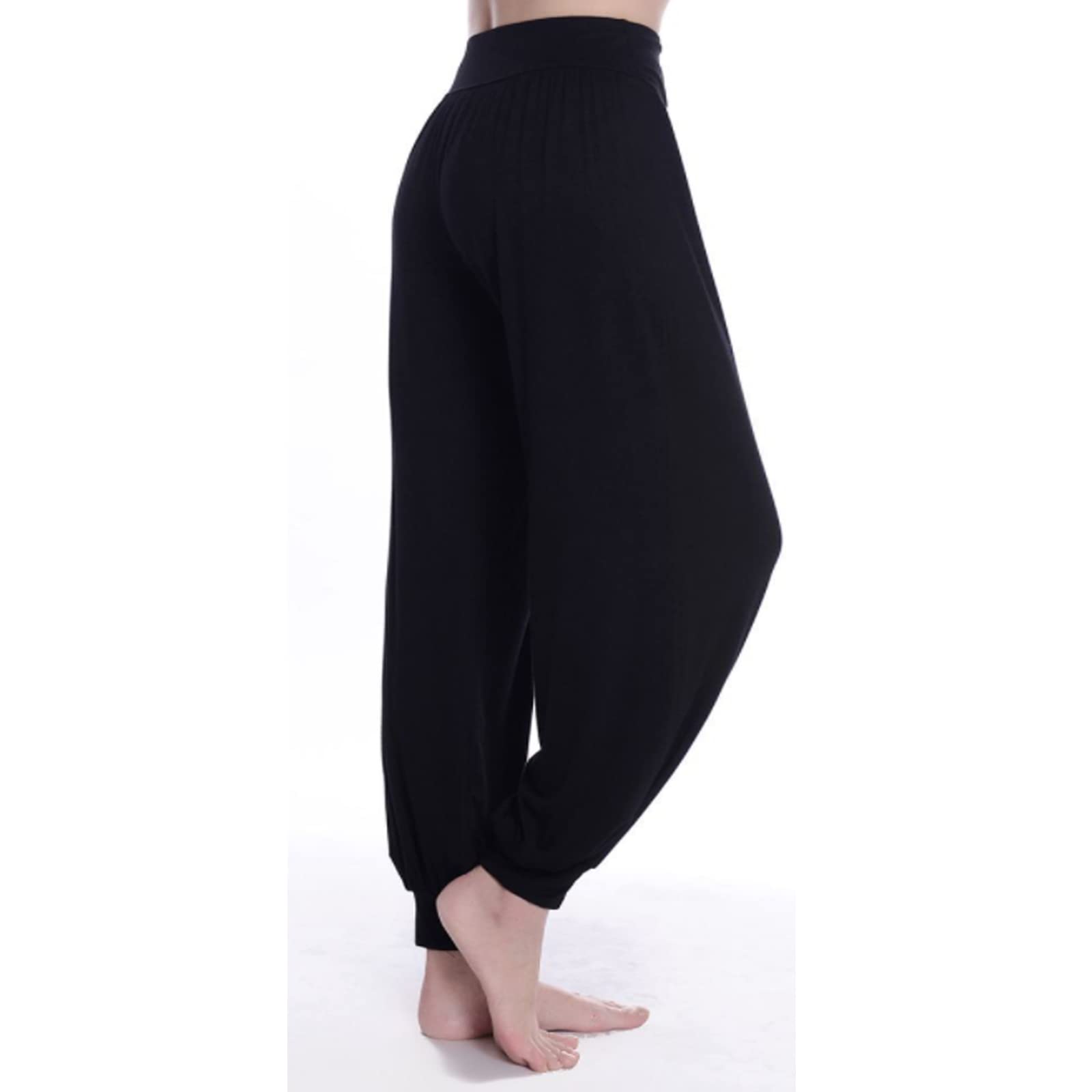 AMYTIS Haremshose Damen Lang, Sommer Einfarbig Sport Yogahose Workout Fitness Stretch Yoga Hose mit Hoher Taille für Damen Pumphose Yoga Pilates Hosen S-XXL