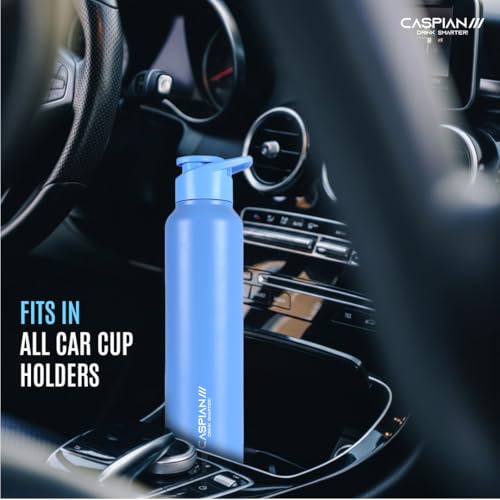 Image of CASPIAN / / / HIke ISI Certified Stainless Steel Water Bottle 1 ltr. (Capri Blue, 1 Litre) | Leak Proof Sipper for Fridge Home Office Travel School Kids Boys Girls Adults Sports Gym Yoga Gift|BPA Free