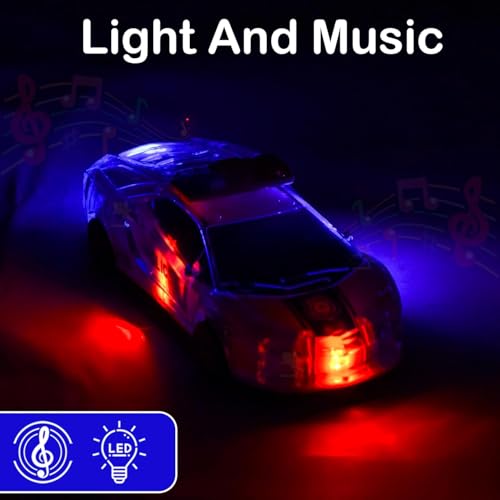 Image of K D Friction Powered Police Car with Lights Music Super Speed Colorful Dazzling Lights and Sound Siren Pullback Cop Vehicle Toy for Kids Best Birthday Gift for Above 3+ Years Boys Girls (Blue)