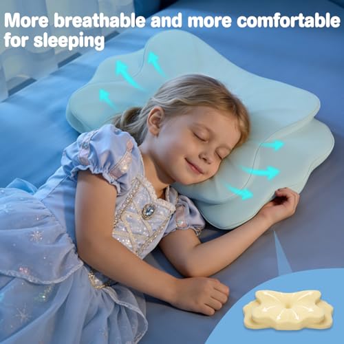 Image of 2026 New Toddler Pillow, Kids Cervical Pillow for Neck and Shoulder, Cooling Orthopedic Memory Foam Pillow,Ergonomic Neck Support Pillow for Side,Back and Stomach Sleepers,Odorless Aged 3-10 Years Old