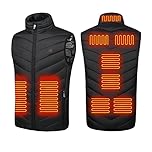 Monave Heated Gilet Women, Heated Vest with 9 Carbon Fiber Heating Pads, 3 Temperature Levels, Heated Jacket for Motorcycle Fishing Skiing Outdoor Activities Black