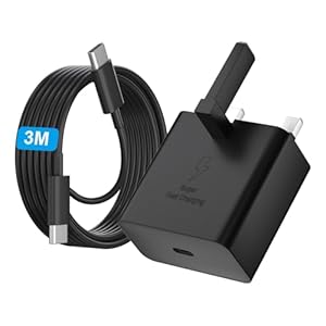 USB C Charger for Samsung Fast Charger USB C Plug & Cable 3M Long 25W Type C Super Fast Phone Charging Android Adaptor UK 1-Pack for Galaxy S25 Ultra/S24/S23/S22/S21/S20/A... 20/10
