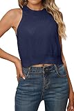 Witsmile High Neck Crop Tank Tops for Women Girl’s Halter Neck Sweater Vest Sleeveless Mock Neck Top