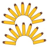 VALICLUD 24 Piezas Tarros Mini de Vidrio Marrón con Tapón de Corcho Frascos Pequeños para Manualidades DIY Protección contra Luz para Bodas Favores y Almacenamiento de Flores Secas