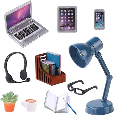 DIYDEC 17pcs Dollhouse Laptop Accessories