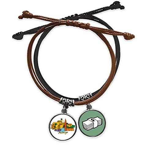 Pulsera de acuarela de Antalya Burdur un regalo cultural único con cuero y cuerda