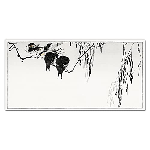 Photo sur verre branches d'animaux oiseaux décoration murale 100x50