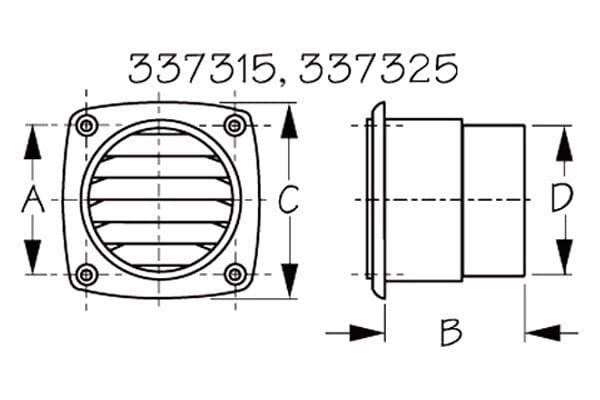 Sea-Dog Abs White Hose Thru-Vent, 3-11/16