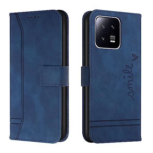 Housse Xiaomi 13 Pro 5G clapet magnétique premium en cuir PU antichoc bleu