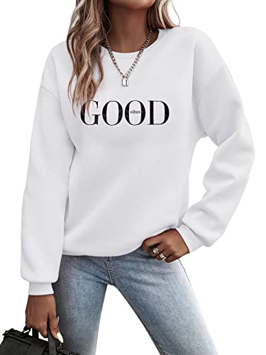 Minetom Pullover Damen Sweatshirt Briefe Drucken Langarm Rundhals Pulli...