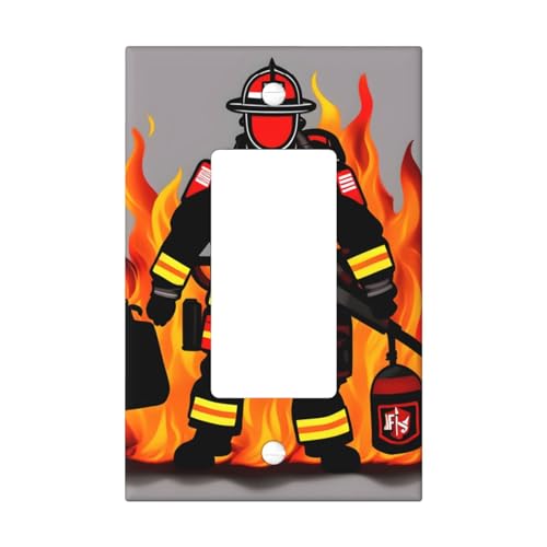 Cubiertas de salida con estampado de bombero, 1 placa de pared de tamaño estándar, cubiertas de placas frontales de policarbonato de doble salida