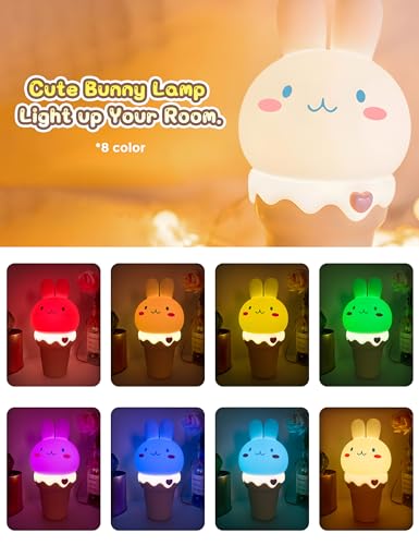 50% Off LOHAS Cute Rabbit Ice Cream Night Light, Tap Control, Rechargeable - Image 2