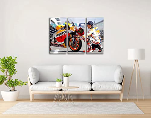 DKORARTE Modernes Fotobild, für Motorrad, GP, Marquez, Hochzeit, Motorrad, Blumen, Repsol, 97 x 62 cm, Ref. 27392