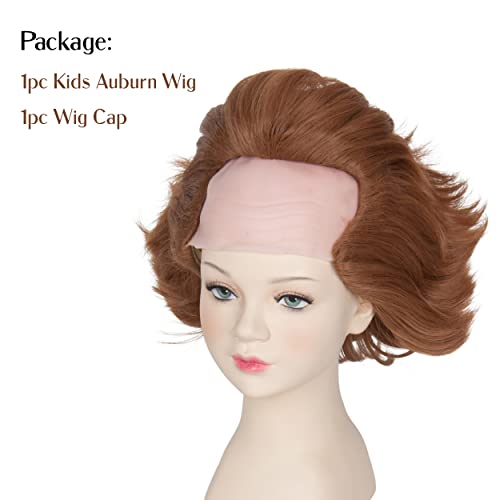 Miss U Hair Child Short Wavy Auburn Wig Clown Bald Cap Wig For Kids Halloween Party Wigs #TOP1