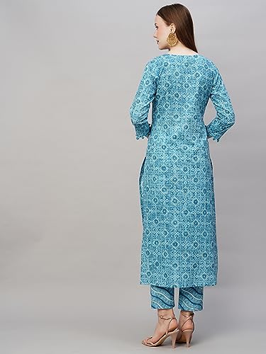 Image of ANNI DESIGNER Women Cotton Blend Kurta With Pant