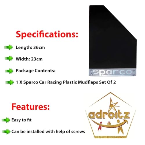 Image of Adroitz Black Sparco Racing Style Rubberized Car Mudflaps For Eeco (Set of 2)