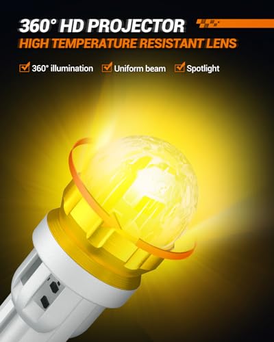Image of SEALIGHT 194 LED Light Bulb Amber Yellow 168 T10 W5W 2825 Super Bright 360 LED Replacement Bulbs 3020SMD for License Plate Light, Dome Light, Map Light, Courtesy Light, Side Marker Lights, Pack of 6