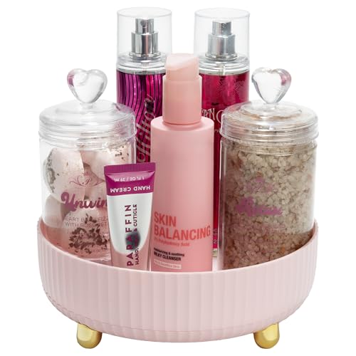 Paris Hilton 360° Rotating Makeup Organizer Tray, Large Capacity for...