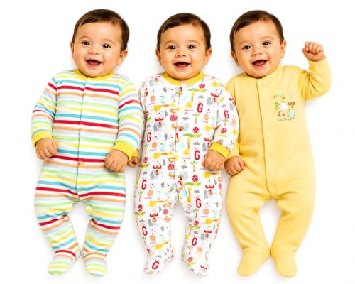 Image of EIO 100% Cotton Rompers /Sleep Suits /Jumpsuit /Night Suits for Baby Boys & Girls, Infants, New Born Pack of 3